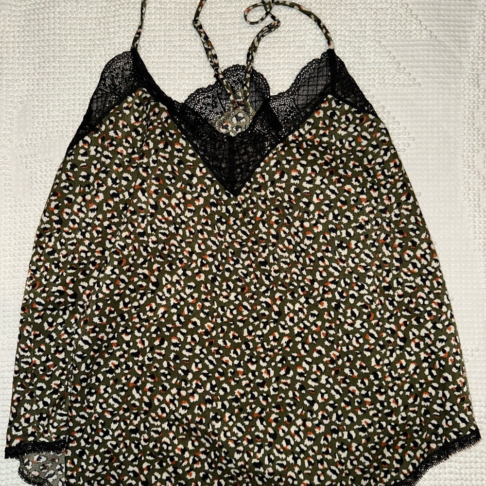 Vici Camisole Top in Black and Green